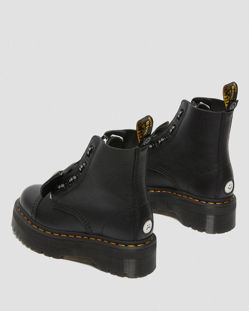 Black Women's Dr Martens Sinclair Lazy Oaf Leather Platform Boots | CA 254LIS